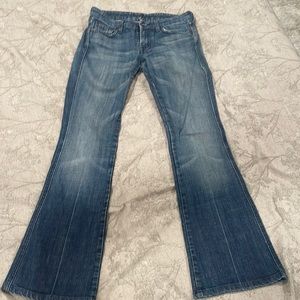 Seven7 “A” flare low rise jeans.